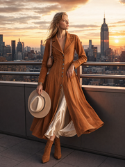 Women's Denim Maxi Dress Button Down Collared Fit Flare Fall 2026 Dress
