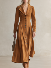 Women's Denim Maxi Dress Button Down Collared Fit Flare Fall 2026 Dress