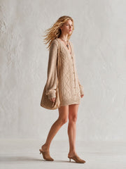 Women's Oversized Cable Knit Cardigan Sweater Mini Dress
