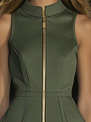 【24-hour shipping out】Casual Fashion Half Zip Cargo Pocket Sleeveless Mini Dress