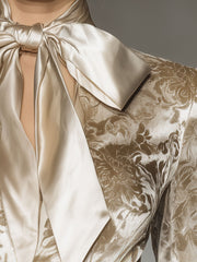 Stylish And Elegant Champagne-colored Velvet Printed Shirt
