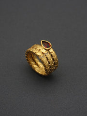 Vintage Light Luxury Water Drop Zircon Snake Ring