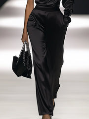 【24-hour shipping out】Elegant Off-the-shoulder Satin Long-sleeved Jumpsuit
