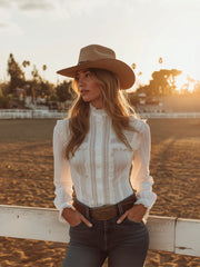 【24-hour shipping out】Western-style White Lace Button-down Shirt