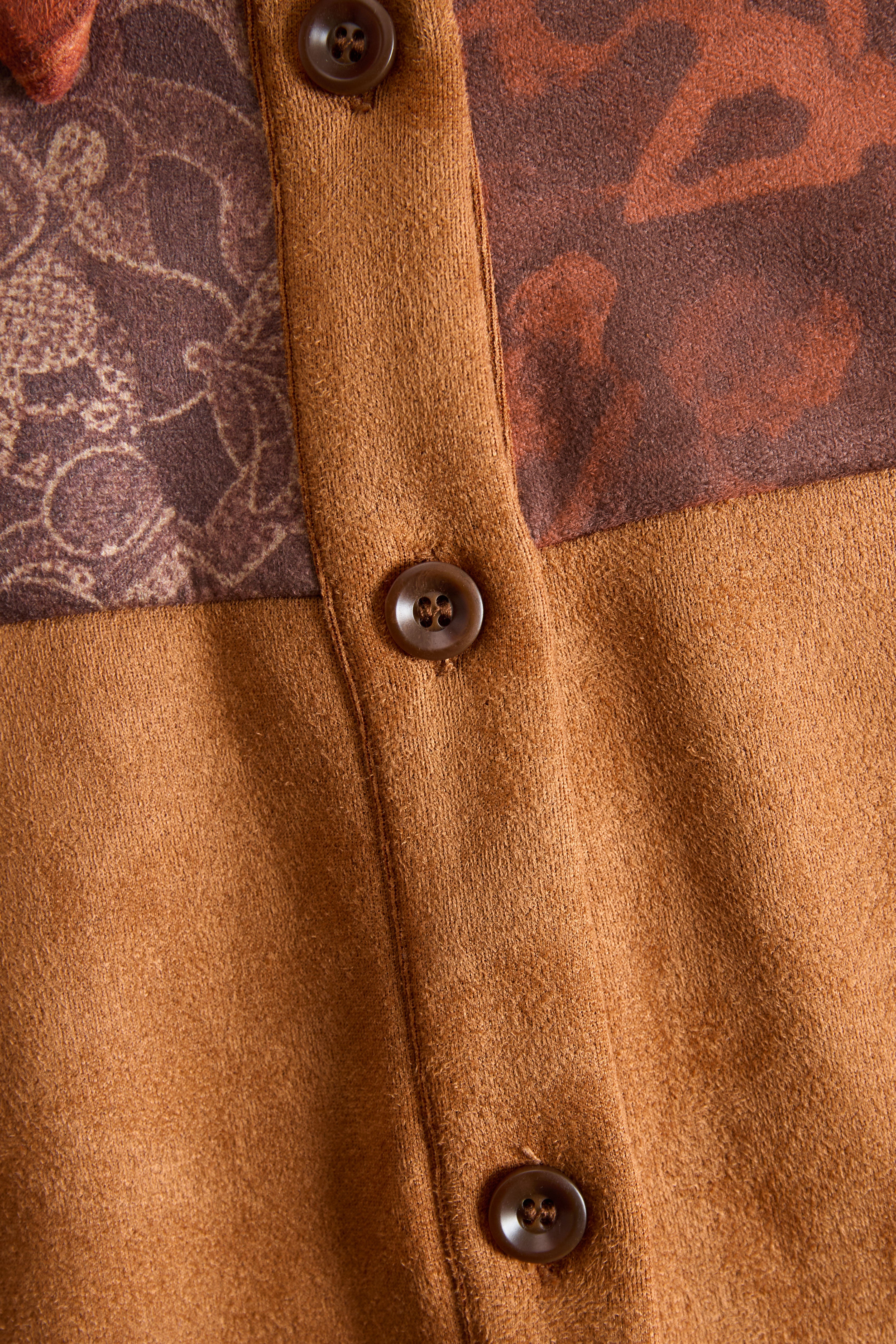 Western Retro Lace-Up Plaid Patchwork Caramel Faux Suede Maxi Dress