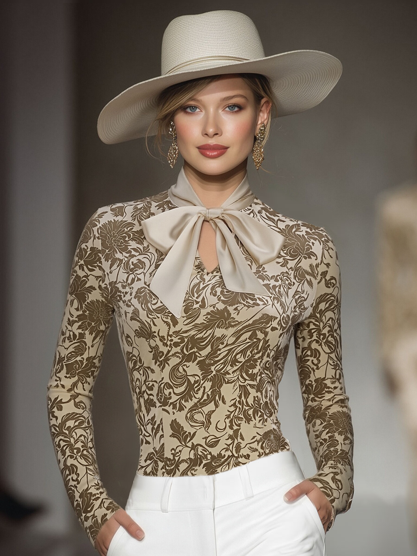 Stylish And Elegant Champagne-colored Velvet Printed Shirt