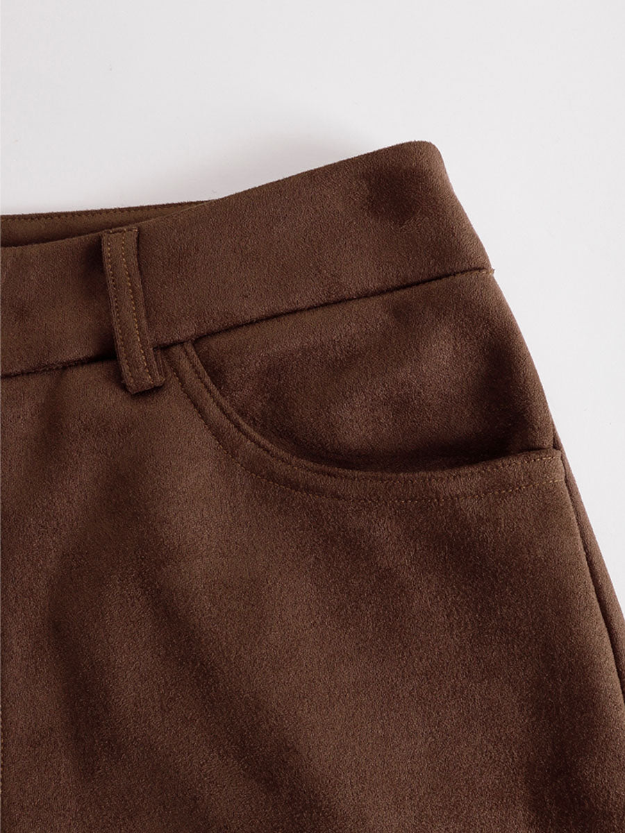 Western-style Floral Embroidered Pocket Flared Pants