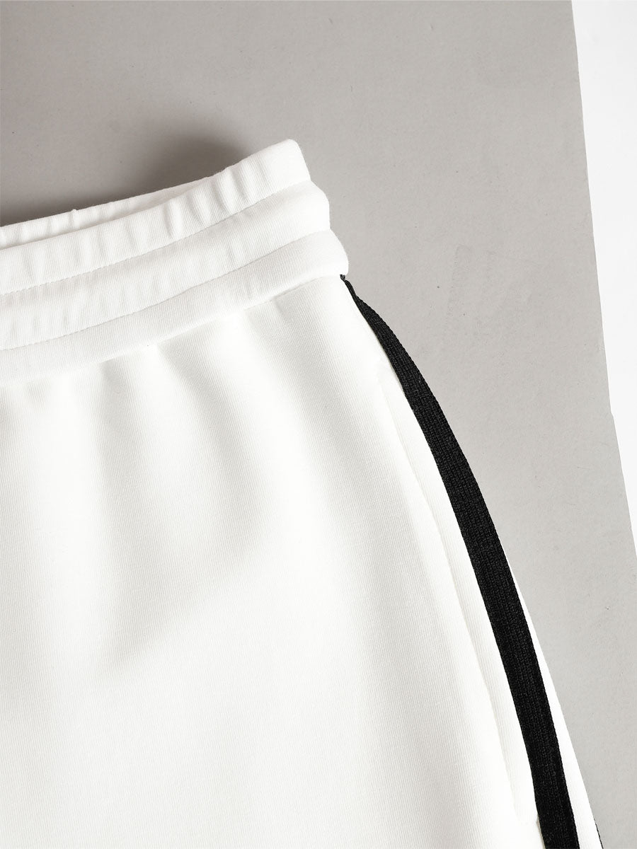 Sporty Off-the-shoulder Long-sleeved Top And Pants Set
