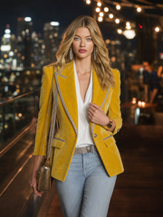Vintage Silver-trimmed Multi-pocket Velvet Blazer