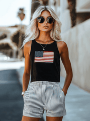 【24-hour shipping out】Loose Casual Everyday Printed Top Striped Shorts Set